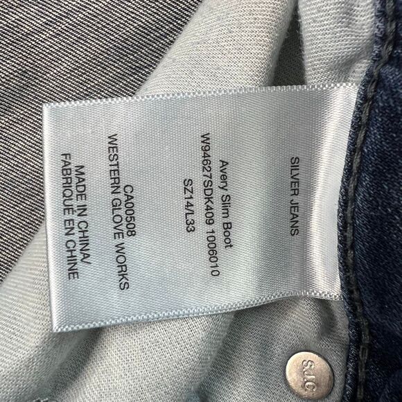 Silver Jeans Avery Slim Boot Jeans Womens Size 14x33 Stretch Pants Inseam 31" - Picture 6 of 9